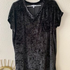 Faux velvet Black short sleeve